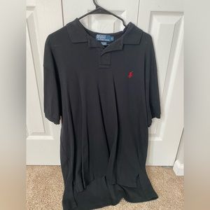Men’s Ralph Lauren Polo size large, gently worn. Black with red horse.